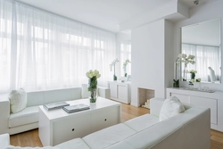 Фото гостиной комнаты белая мебель