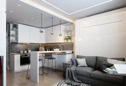 Дизайн кухни гостиной 22 квадратных метра