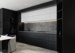 Бело серо черная кухня в интерьере фото