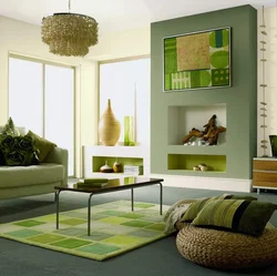 Beige olive living room interior