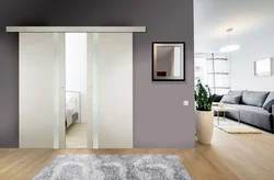 Sliding interior doors in the living room interior