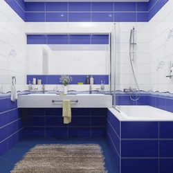Синяя и белая плитка в ванной фото