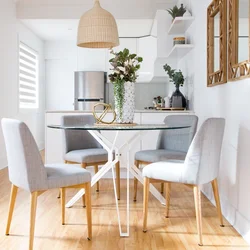 Kitchen interior with white table