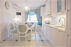 Kitchen interior with white table