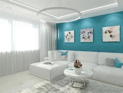 Интерьер квартиры с голубыми стенами