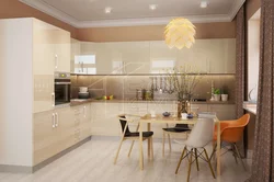 Wallpaper for a beige kitchen interior photo