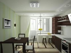 Design of a one-room apartment with a loggia in the kitchen