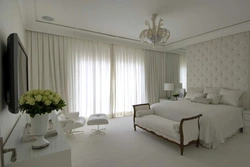 Curtains for a white bedroom in a modern style photo
