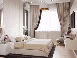 Curtains for a white bedroom in a modern style photo