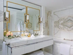 Bathroom design white and gold