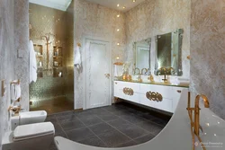 Bathroom design white and gold