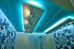 Photo of suspended ceilings in the bathroom with lighting