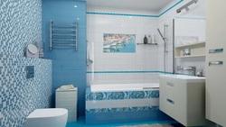 Плитка синяя для ванной в интерьере