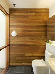 Bathroom design with wood panels