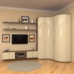 Living room furniture in modern style with wardrobe photo