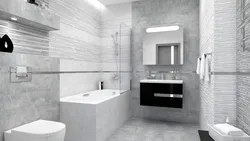 Ванна бөлмесінің фото дизайнындағы ақ сұр плиткалар
