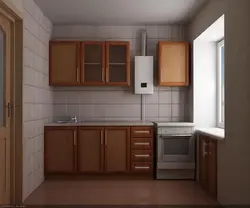 Kitchen 5 square meters Khrushchev with a column photo