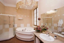 Bathtub with jacuzzi design in the apartment