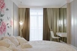 Colors of curtains for the bedroom in the interior photo