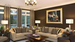Интерьер гостиной в коричневых тонах в современном стиле