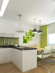 Kitchen In Green And White Colors Photo