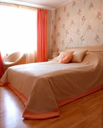 Peach color bedroom interior photo