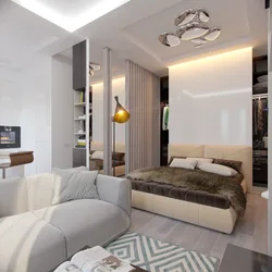 Design Of Bedroom And Living Room 24 Sq.M.