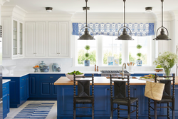 Kitchen design in blue colors