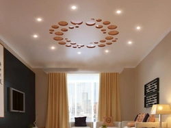 Suspended ceiling with spotlights photo in the living room