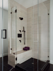 Bathroom without bathtub and shower design