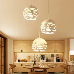 Modern ceiling lamps in the kitchen interior