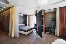 Design Of A One-Room Apartment With A Partition For The Bedroom