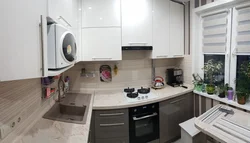 Кухня 8 кв м дызайн з халадзільнікам і пральнай машынай