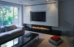 Bio-fireplaces in the living room interior