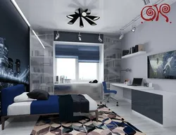 Design of a teenager's room in a modern style for a boy in an apartment