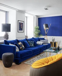 Blue living room in modern style photo