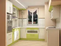 Дизайн маленькой угловой кухни с окном