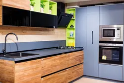 Kitchens in black with wood photo