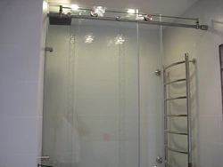 Glass partitions for bathroom sliding photo