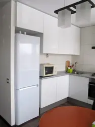 Угловые кухни с пеналом и холодильником фото