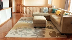 Carpet in the living room interior with a corner sofa