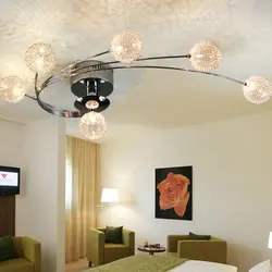 Salon foto interyerində asma tavanlar üçün tavan çilçıraqları