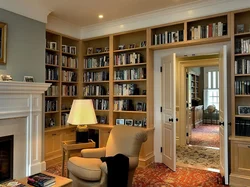 Library in the living room interior