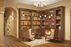 Library in the living room interior