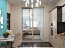 Кухни с балконной дверью и окном дизайн