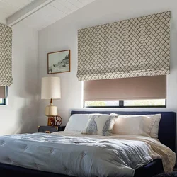 Roman blinds in a modern bedroom interior