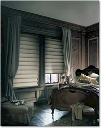 Римские шторы в интерьере спальни современные