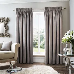 Curtains For Gray Wallpaper In The Living Room Photo