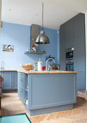 Сочетание цветов в интерьере серо голубая кухня