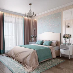 Интерьер спальни в бирюзовом стиле